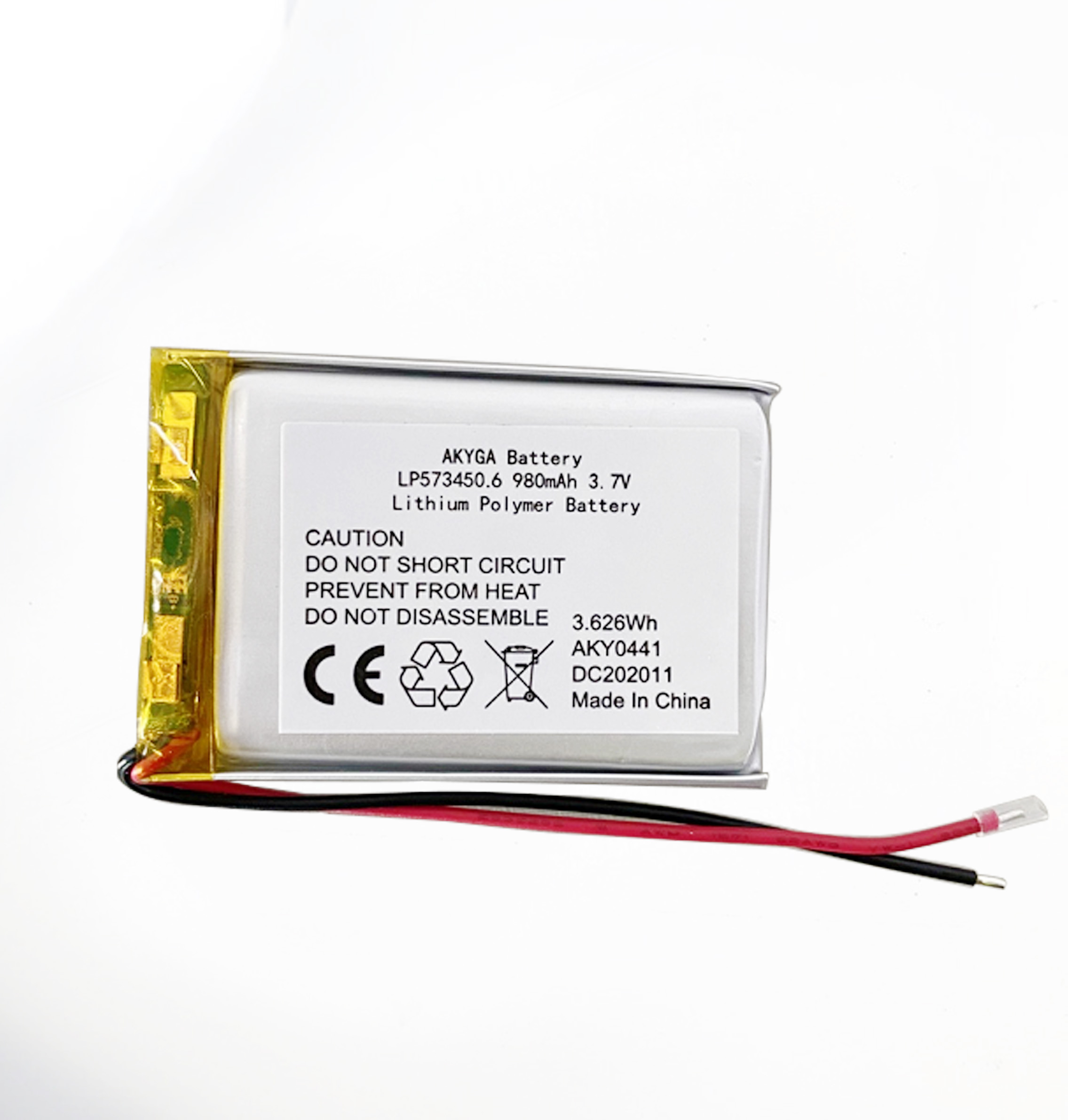 3.7V 573450 980mAh tracker(定位器)聚合物锂电池 3.7V 573450 980mAh tracker(定位器)聚合物锂电池