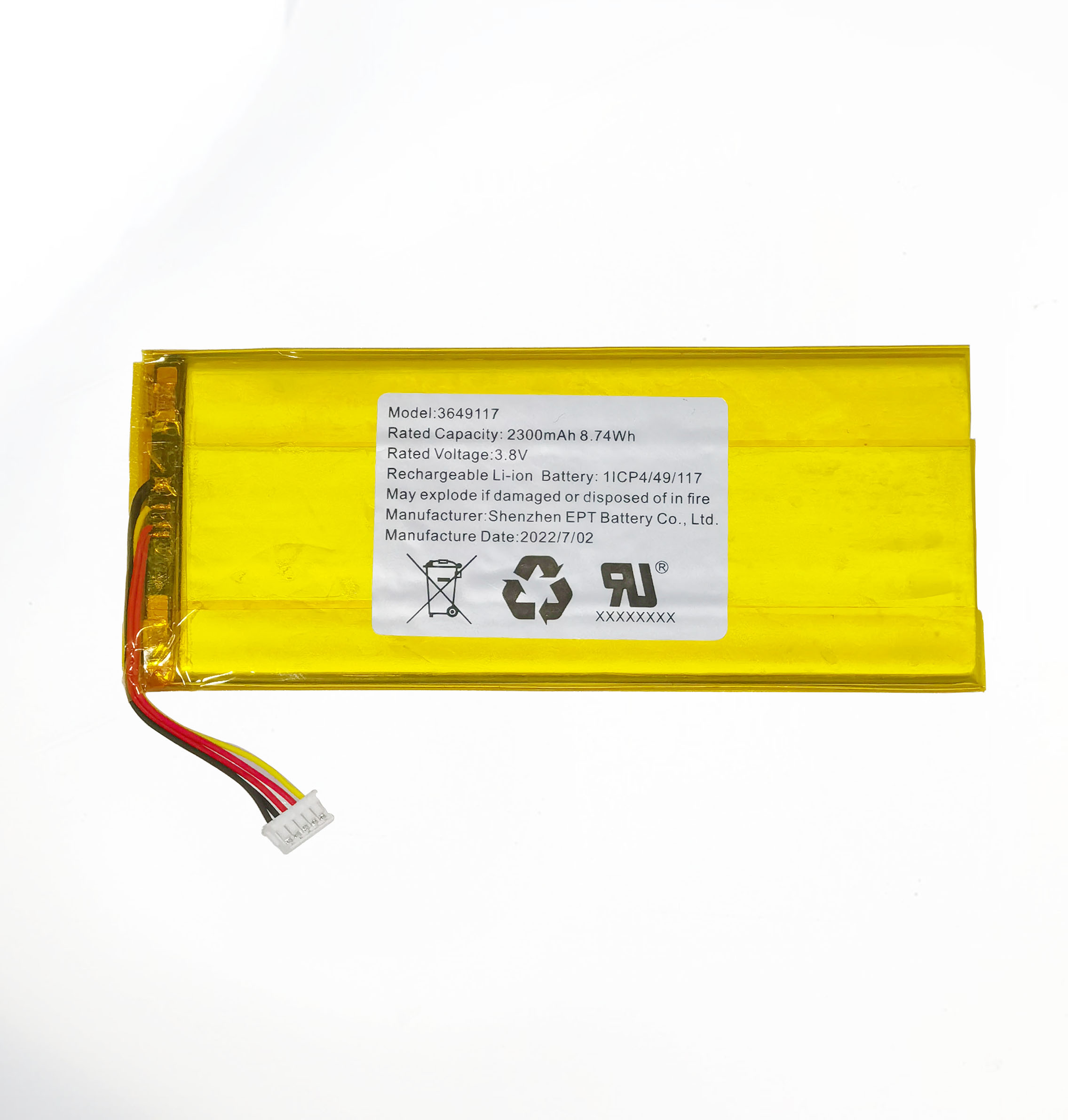 3.8V 3649117 2300mAh 平板电脑聚合物锂电池 3.8V 3649117 2300mAh 平板电脑聚合物锂电池